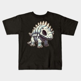 Horrible Chibi Stegosaurus Isometric Dinosaur Skeleton Kids T-Shirt